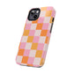 CHECKED ORANGE PINK WHITE-Tough Phone Cases