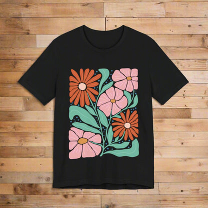 🧡FLORAL ABSTRACT ORANGE & PINK TEE