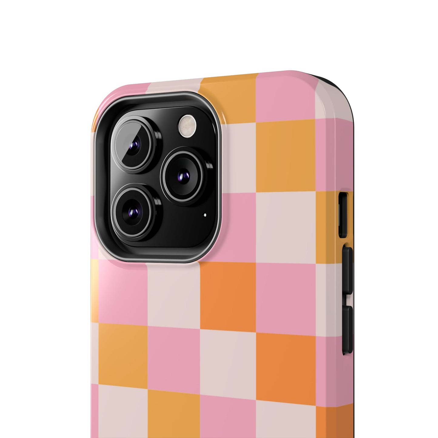 CHECKED ORANGE PINK WHITE-Tough Phone Cases