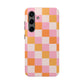 CHECKED ORANGE PINK WHITE-Tough Phone Cases