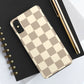 CHECKED TAN + CREAM- Tough Phone Cases