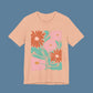 🧡FLORAL ABSTRACT ORANGE & PINK TEE