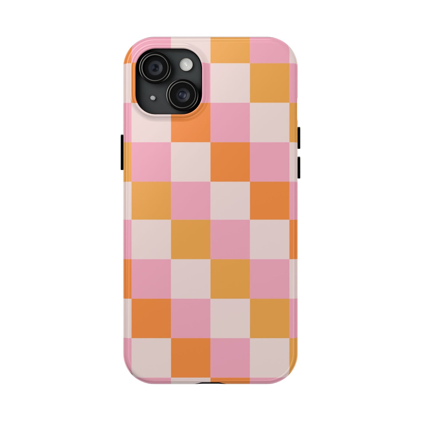 CHECKED ORANGE PINK WHITE-Tough Phone Cases