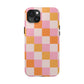 CHECKED ORANGE PINK WHITE-Tough Phone Cases