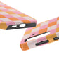 CHECKED ORANGE PINK WHITE-Tough Phone Cases