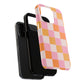 CHECKED ORANGE PINK WHITE-Tough Phone Cases