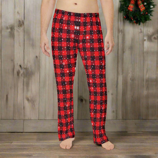 BUFFALO PLAID RED & BLACK Men's Pajama Pants (AOP)