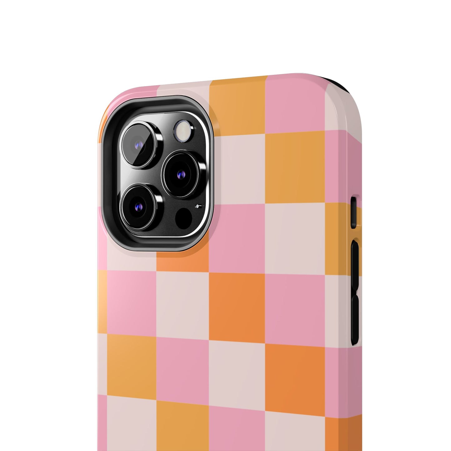 CHECKED ORANGE PINK WHITE-Tough Phone Cases