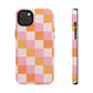 CHECKED ORANGE PINK WHITE-Tough Phone Cases