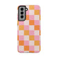 CHECKED ORANGE PINK WHITE-Tough Phone Cases