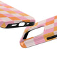 CHECKED ORANGE PINK WHITE-Tough Phone Cases