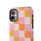 CHECKED ORANGE PINK WHITE-Tough Phone Cases