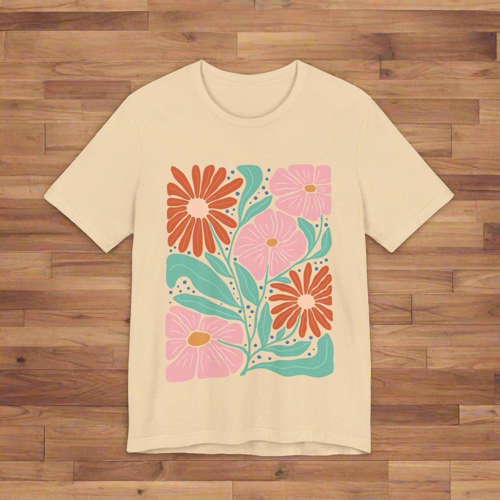 🧡FLORAL ABSTRACT ORANGE & PINK TEE