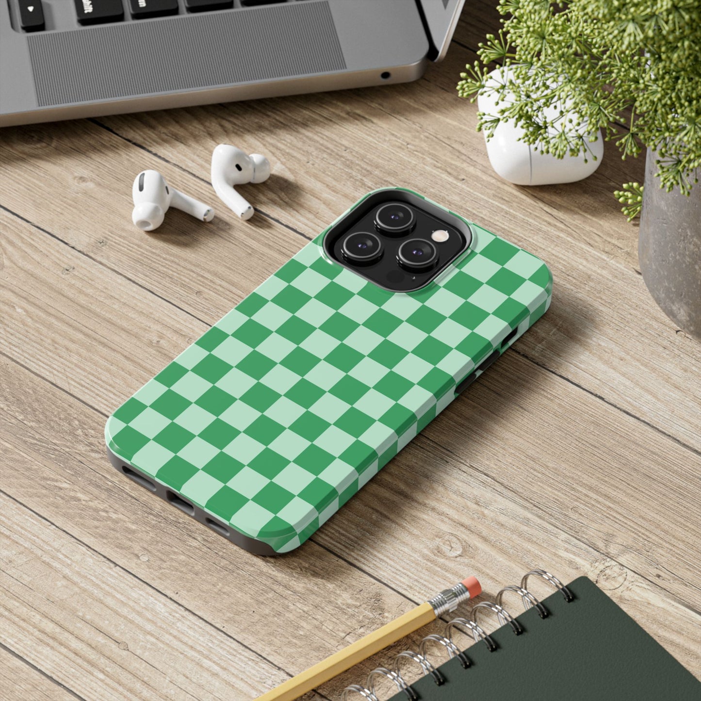 CHECKED GREEN-Tough Phone Cases