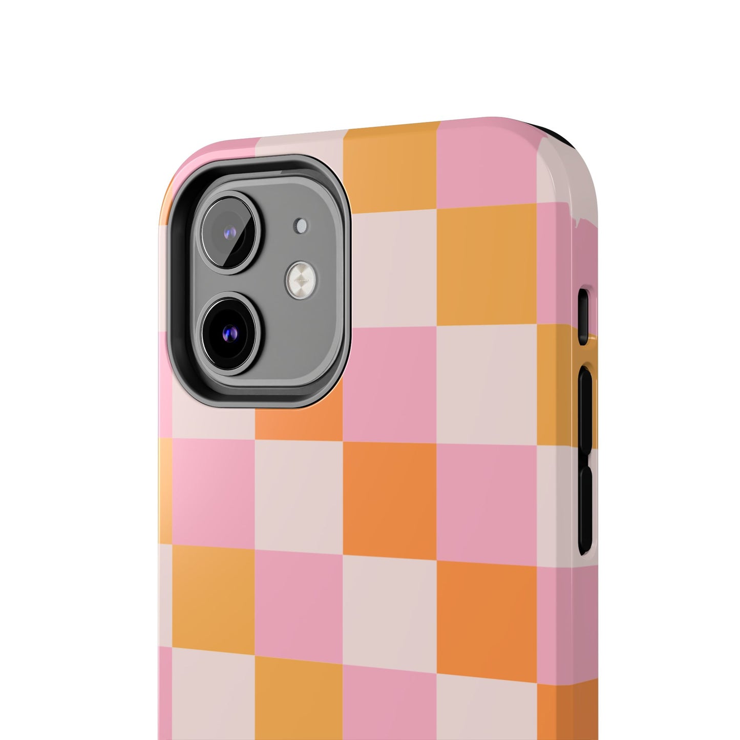 CHECKED ORANGE PINK WHITE-Tough Phone Cases