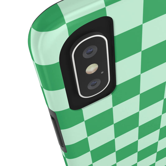 CHECKED GREEN-Tough Phone Cases