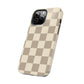 CHECKED TAN + CREAM- Tough Phone Cases