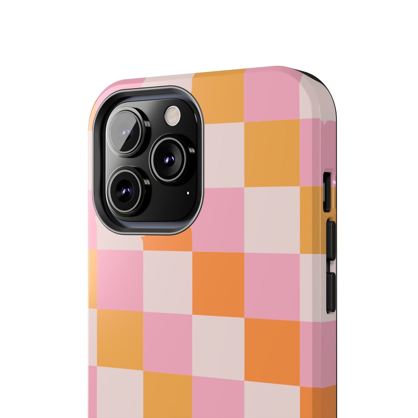 CHECKED ORANGE PINK WHITE-Tough Phone Cases