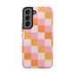 CHECKED ORANGE PINK WHITE-Tough Phone Cases