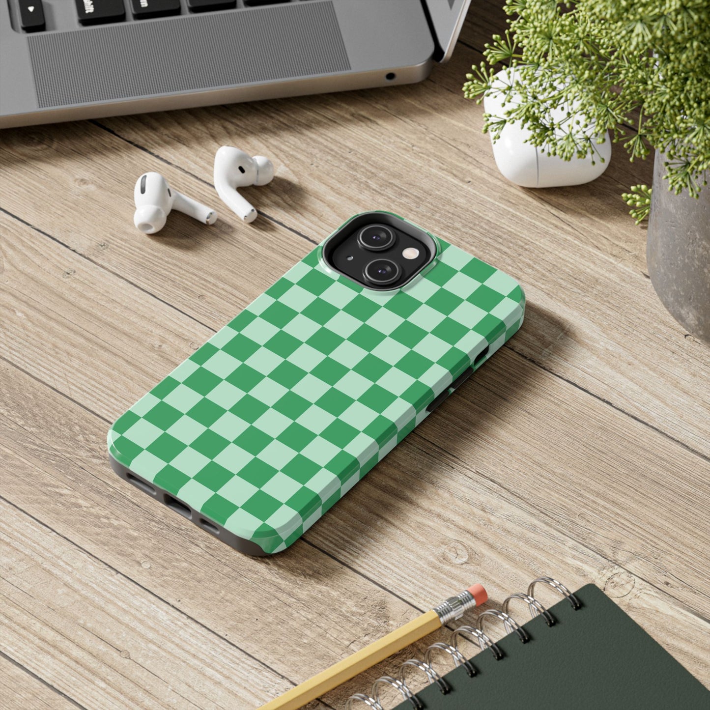 CHECKED GREEN-Tough Phone Cases