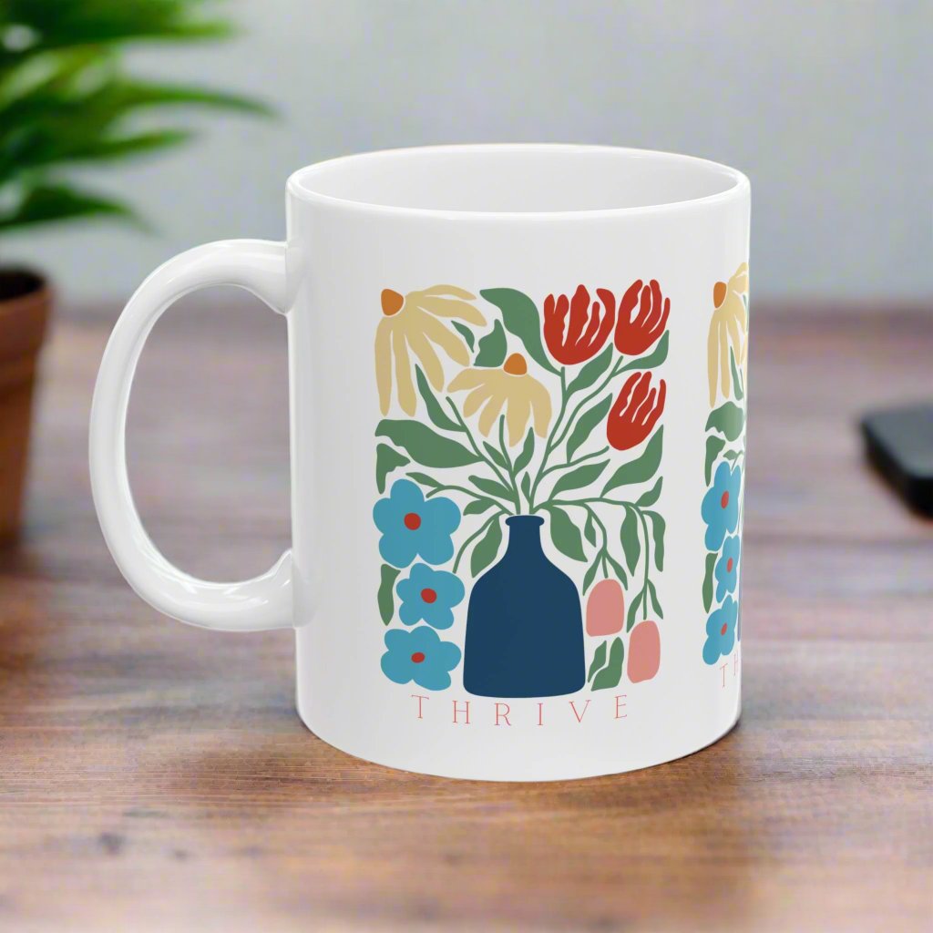 THRIVE FLORAL Ceramic Mug, (11oz, 15oz)