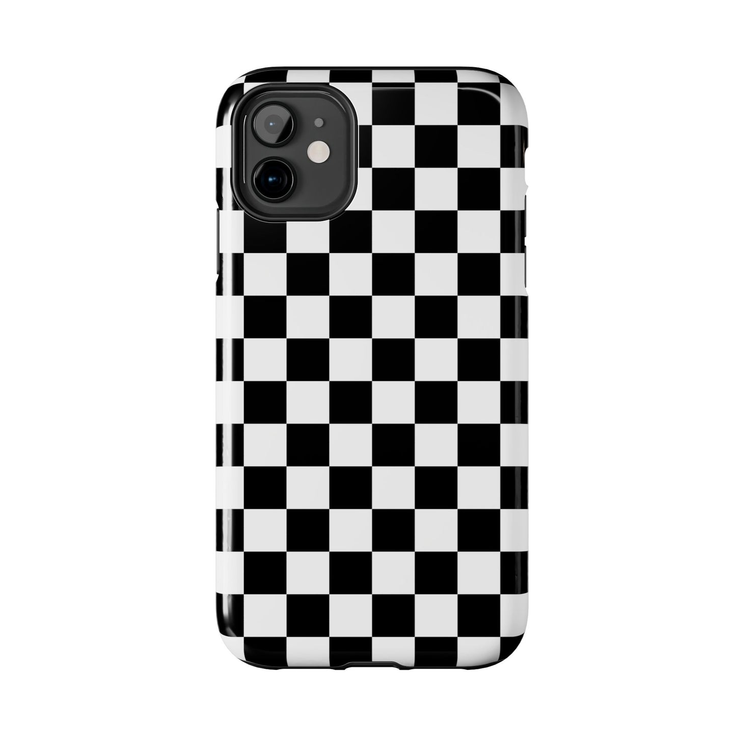 CHECKED BLACK AND WHITE- Tough Phone Cases