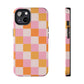 CHECKED ORANGE PINK WHITE-Tough Phone Cases