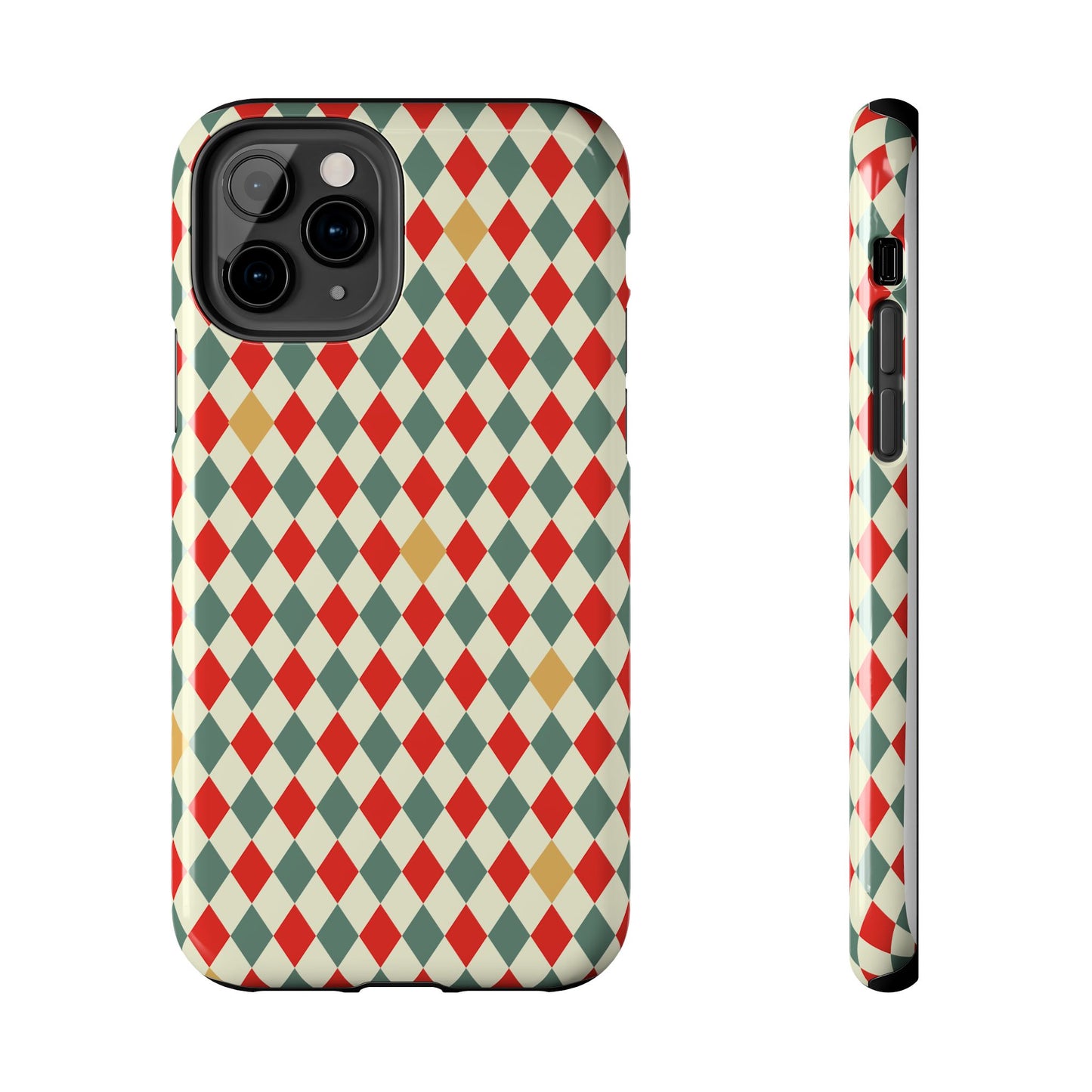 DIAMOND CHECKED CHRISTMAS COLORS-Tough Phone Cases