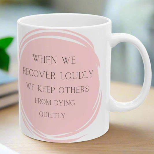 RECOVER LOUDLY Ceramic Mug, (11oz, 15oz)