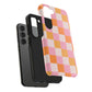 CHECKED ORANGE PINK WHITE-Tough Phone Cases