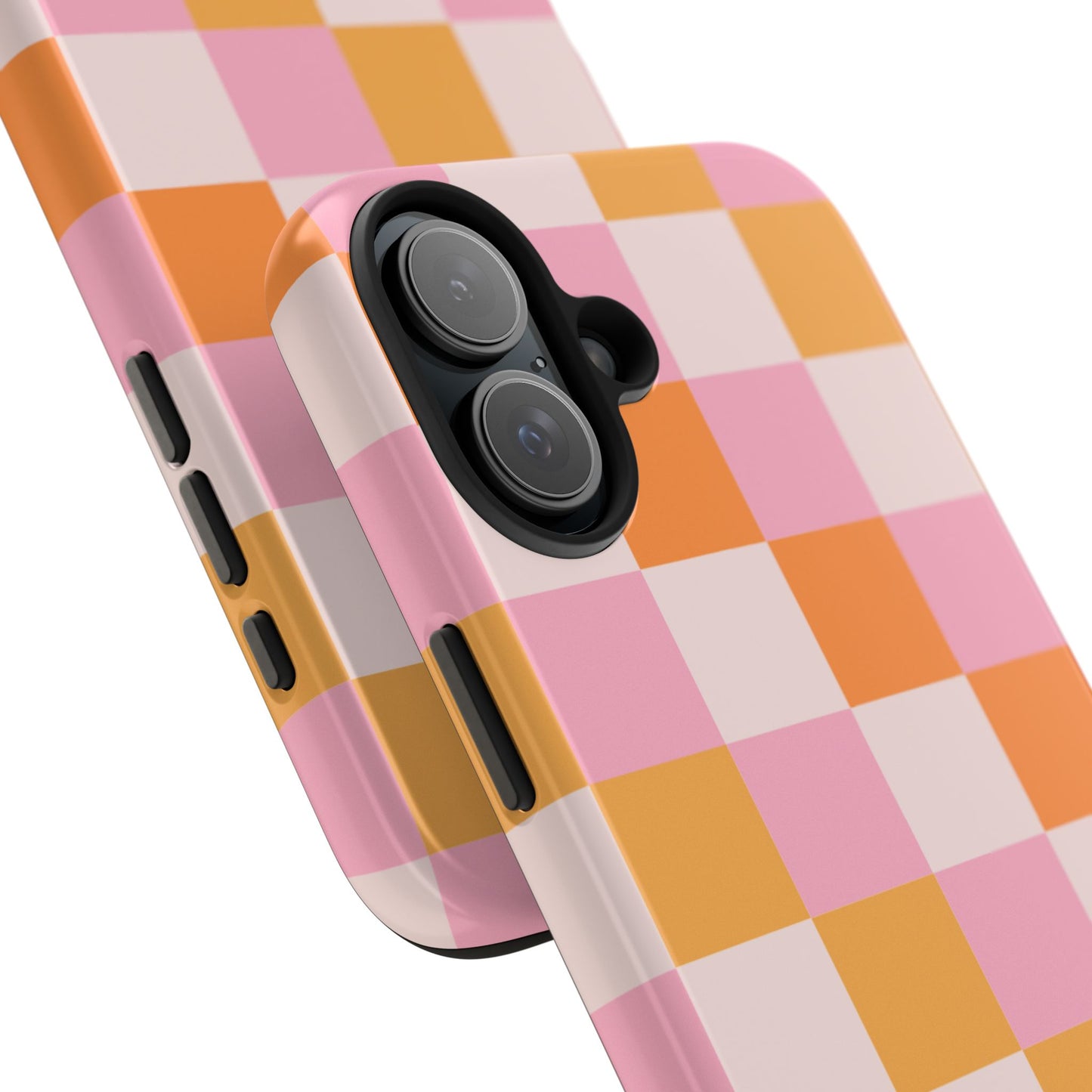 CHECKED ORANGE PINK WHITE-Tough Phone Cases