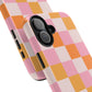 CHECKED ORANGE PINK WHITE-Tough Phone Cases