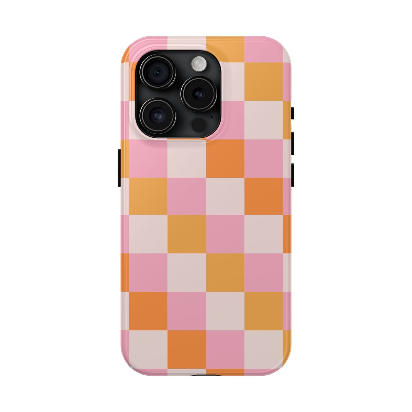 CHECKED ORANGE PINK WHITE-Tough Phone Cases