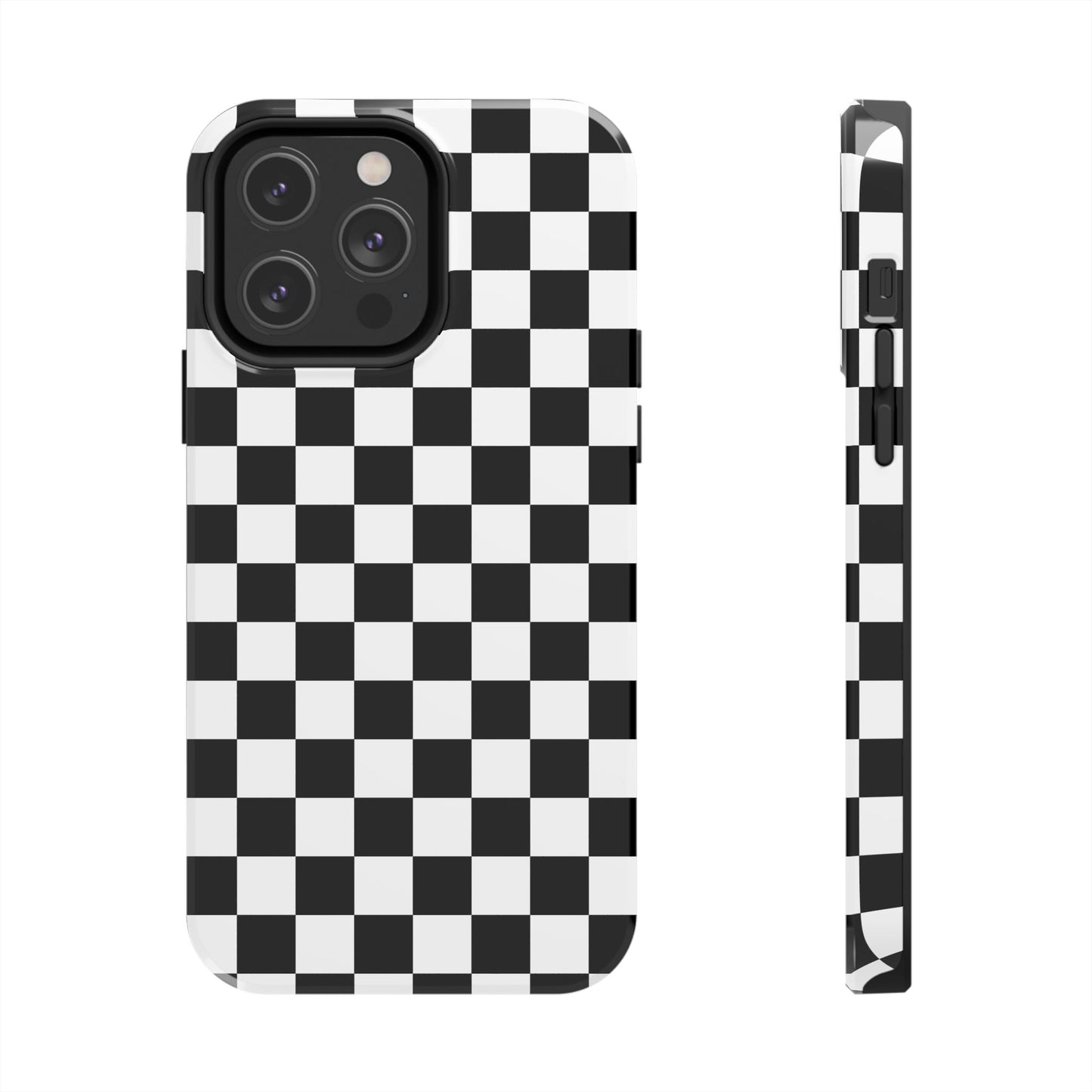 CHECKED BLACK AND WHITE- Tough Phone Cases