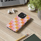 CHECKED ORANGE PINK WHITE-Tough Phone Cases