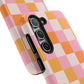 CHECKED ORANGE PINK WHITE-Tough Phone Cases