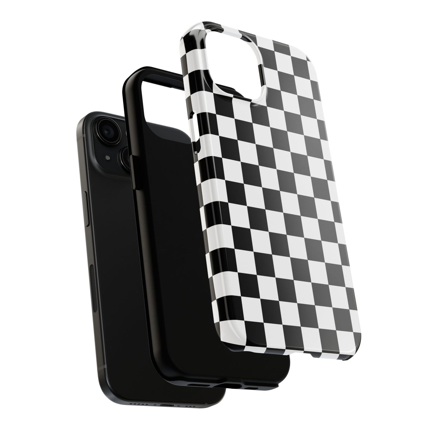 CHECKED BLACK AND WHITE- Tough Phone Cases