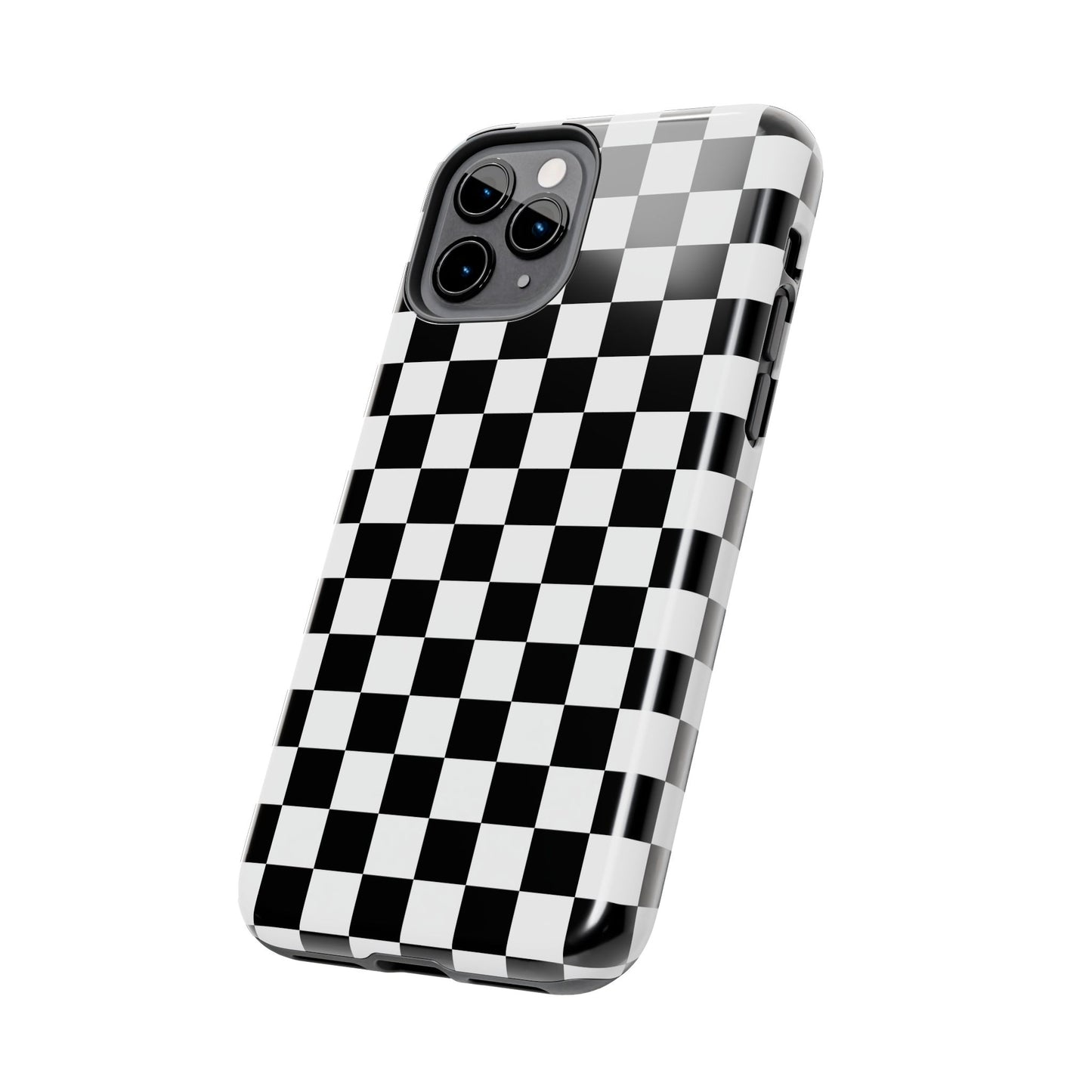 CHECKED BLACK AND WHITE- Tough Phone Cases