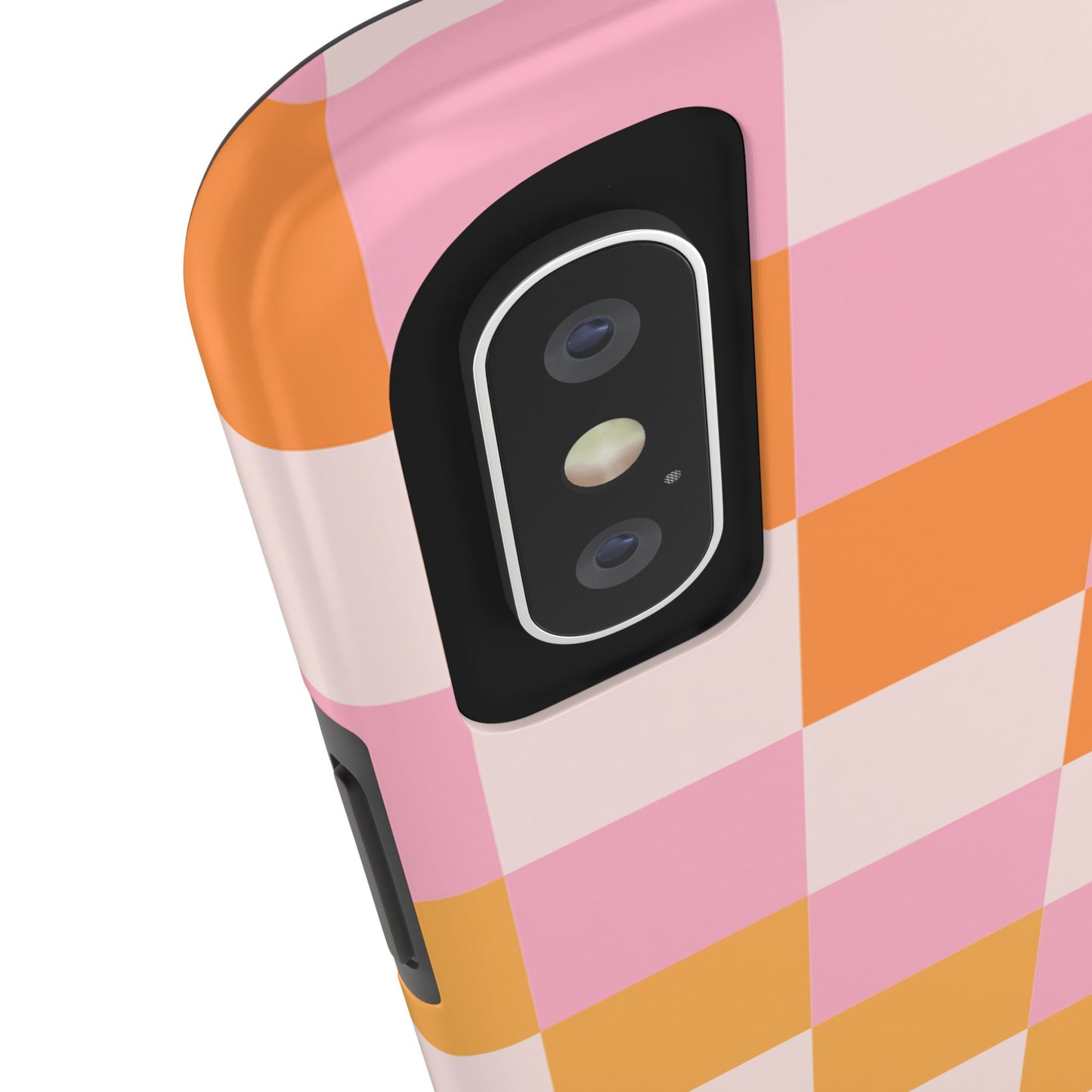 CHECKED ORANGE PINK WHITE-Tough Phone Cases