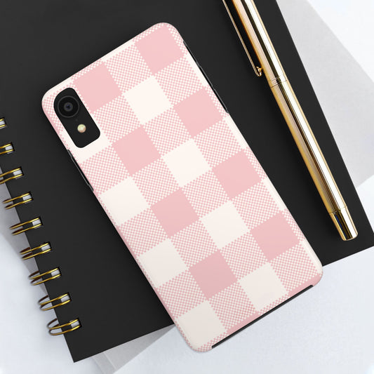 PINK CHECKED-Tough Phone Cases