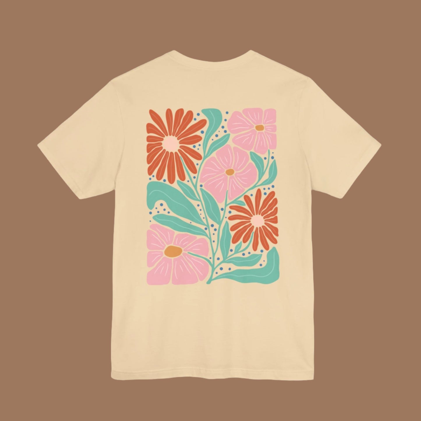 🧡FLORAL ABSTRACT ORANGE & PINK TEE