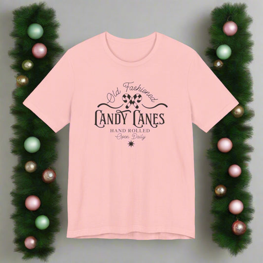 Old Fashion Candy Canes Hand rolled Unisex Jersey Short Sleeve Tee