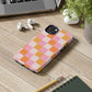 CHECKED ORANGE PINK WHITE-Tough Phone Cases