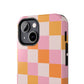 CHECKED ORANGE PINK WHITE-Tough Phone Cases