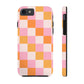 CHECKED ORANGE PINK WHITE-Tough Phone Cases