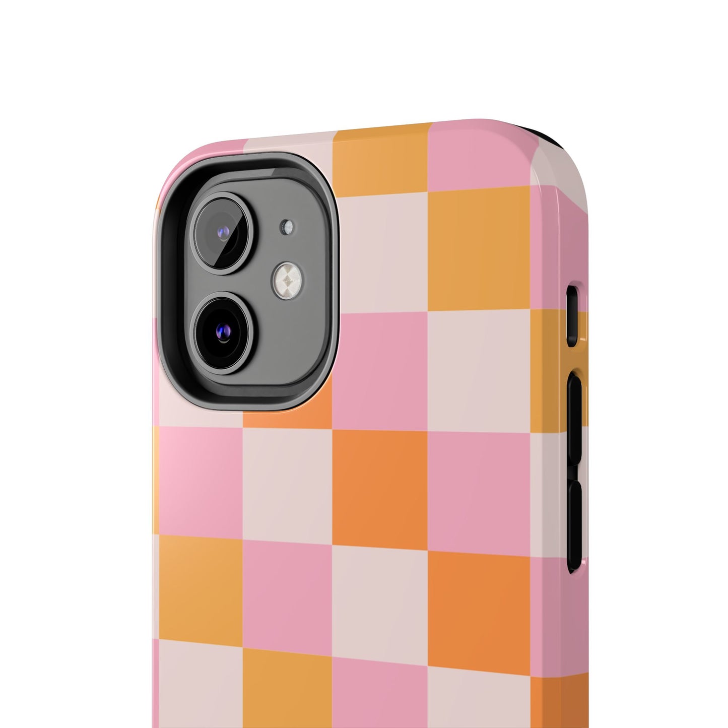 CHECKED ORANGE PINK WHITE-Tough Phone Cases