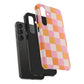 CHECKED ORANGE PINK WHITE-Tough Phone Cases