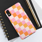 CHECKED ORANGE PINK WHITE-Tough Phone Cases