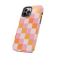 CHECKED ORANGE PINK WHITE-Tough Phone Cases