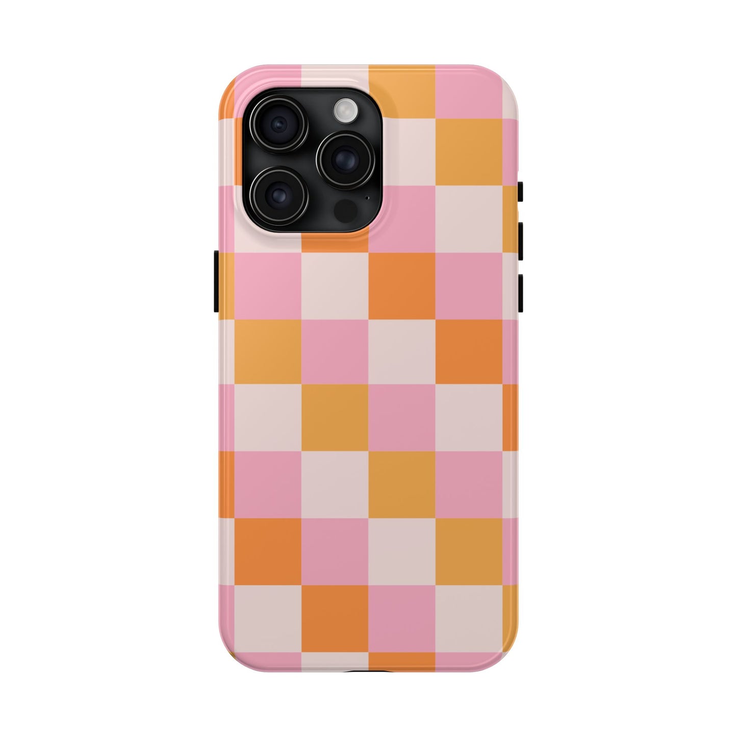 CHECKED ORANGE PINK WHITE-Tough Phone Cases